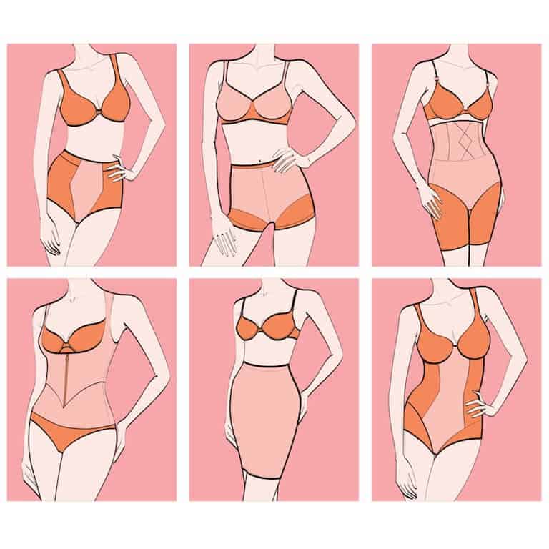 the best shapewear for lower belly pooch - different types of shapewear illustration