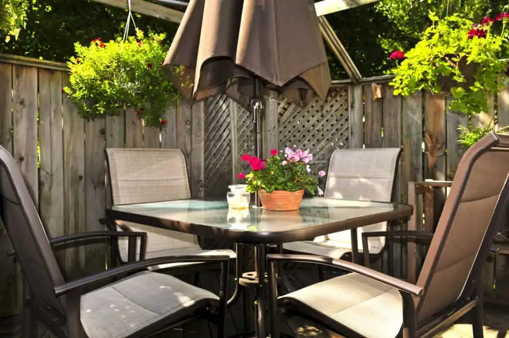 plus size patio furniture in a tiny backyard